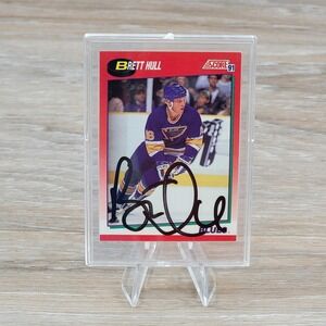 Brett Hull Signed 1991 Score St Louis Blues Signed Autographed Hockey Card